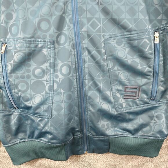 Sean John Men's Full Zip Bomber Jacket Blue XXL 2XL Geometric Zip Sleeve - Picture 4 of 16